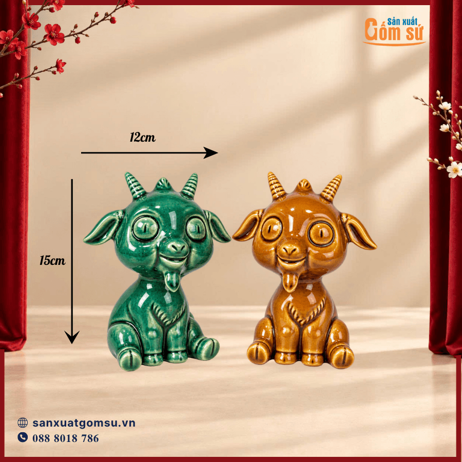 Tượng linh vật 2027 “Tượng Dê Hoan Hỉ” gốm sứ cao cấp